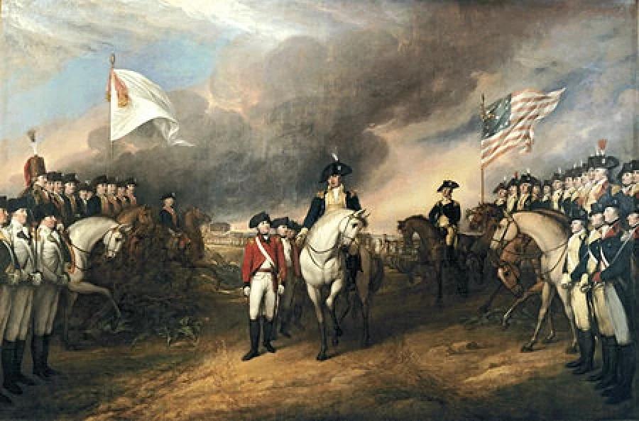 Predarea lui Charles Cornwallis la Yorkton (pictată de John Trumbull)