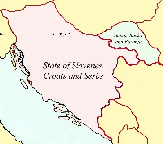 Harta „Regatul sârbilor, croaților și slovenilor”